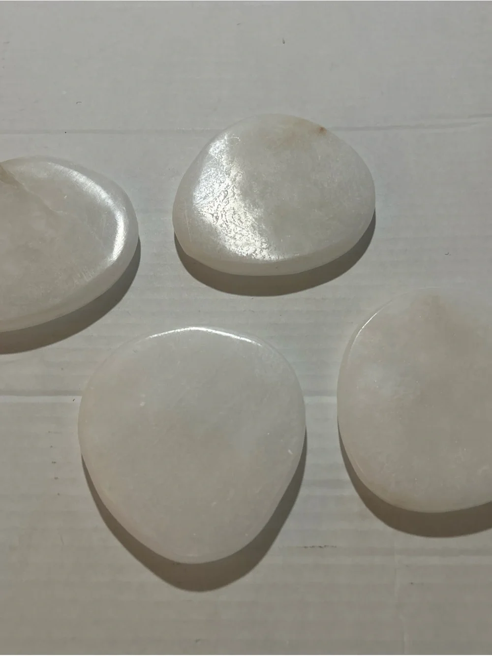 Zodax Bennour Alabaster Coasters Set of 4 4” white marbled organic India IN-7558